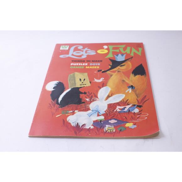 Uncolored Lots O' Fun, Activity Book, 1975, Whitman, Puzzles, Dots, Games - Picture 1 of 5